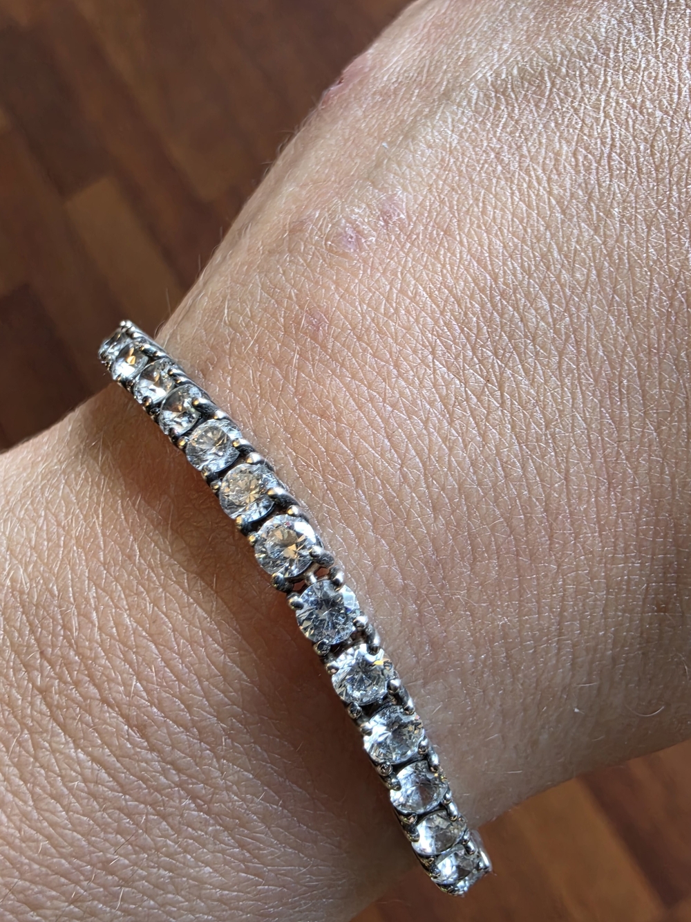 Classic Silver Tennis Bracelet with Clear Stones 925 7.75" Length
